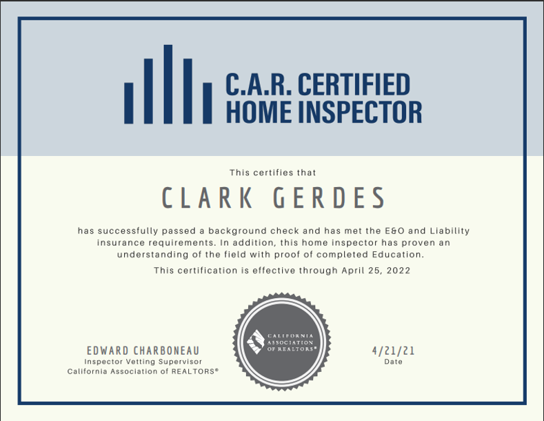 Key property inspection certificate