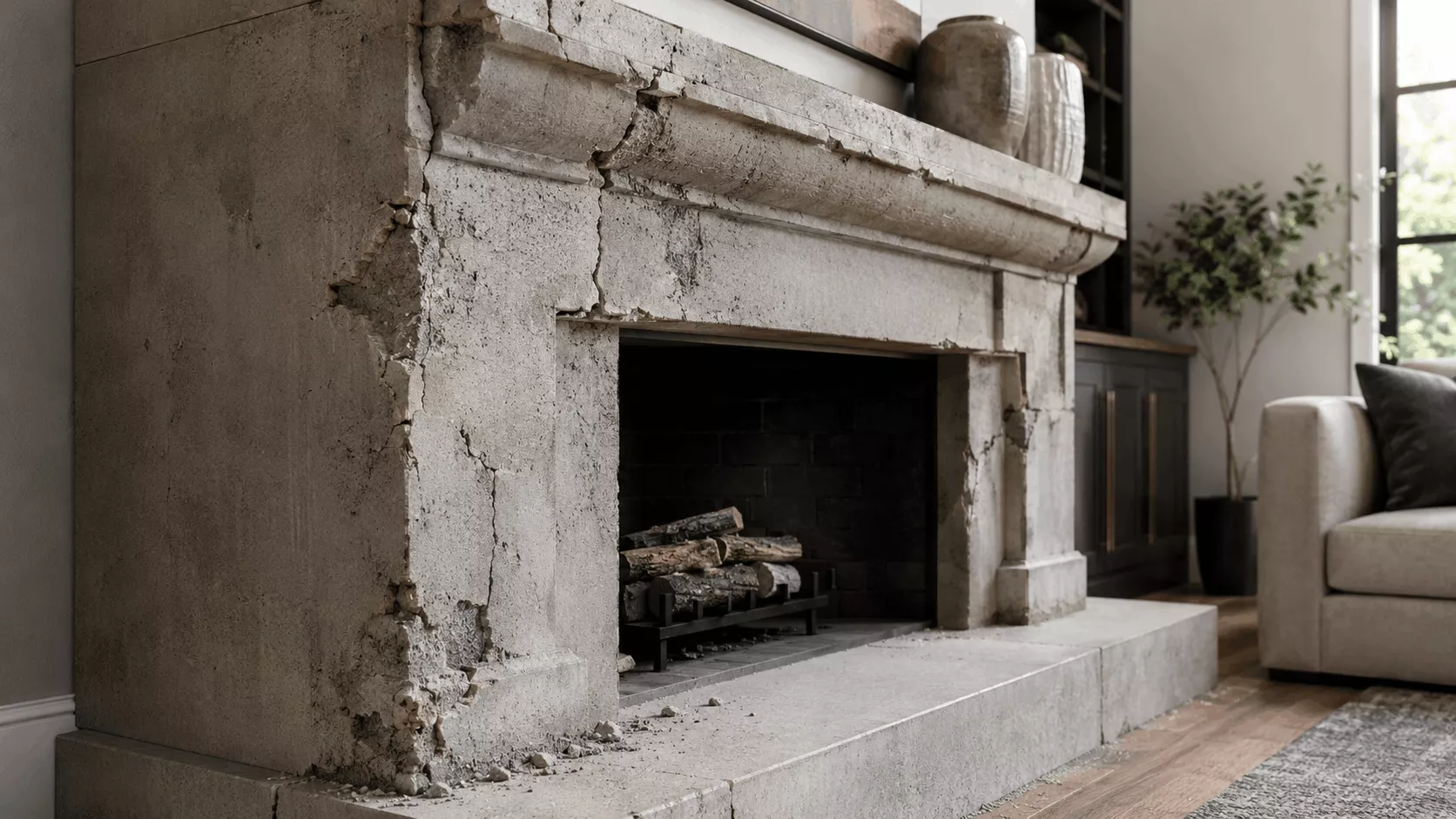 precast concrete fireplace damage 2 6a54d58728387